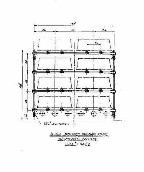 Seitech Sailboat Rack for 8 Optis Wooden Bunks